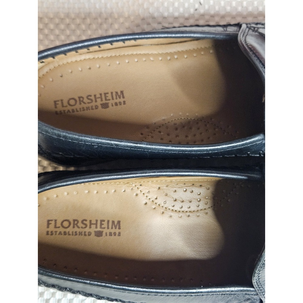 Florsheim Bridgeport Black Woven Leather Dress Loafers Slip-On Men's Size 8 D - Picture 7 of 8